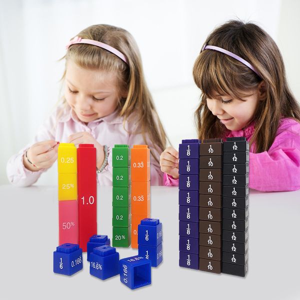 51pcs Matematica Educativi Conte Frazione Dadi Percentuale Insegnante Torre Set Dadi Conteggio Educativi Kid Teacher Aid Giocattoli