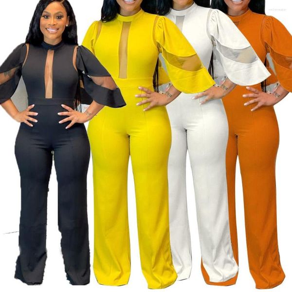 Ethnische Kleidung 2023 Afrikanische Frauen Overalls Sommer Kleidung Elegante Gesamt Overall Sexy Flare Hülse Breite Bein Hosen Lose Strampler