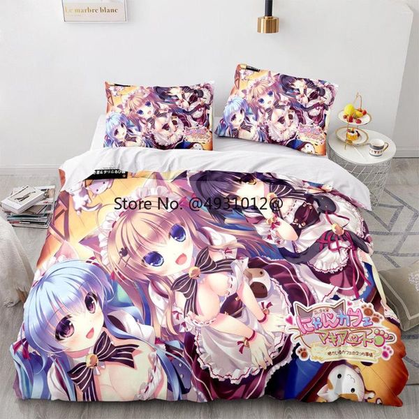 Bettwäsche-Sets Kotori Itsuka Cosplay Anime DATE A LIVE Kostüm Bettbezug Cartoon Bettset Quilt Tröster Abdeckungen Heimtextilien