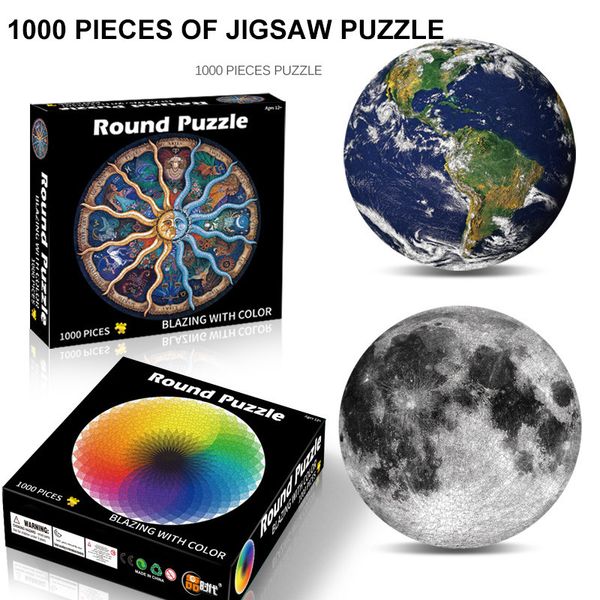 Eylem Oyuncak Figürler Ay ve Dünya Bulmacası 1000 Parçalar Yetişkin Gökkuşağı Jigsaw Bulmaca Oyuncakları Çocuk Hediyeleri 1000 PCS Eğitim Çocuk Oyuncak 230621