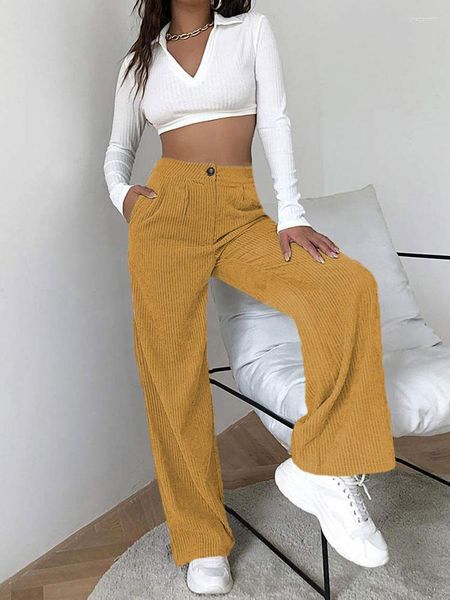 Pantaloni delle donne 2023 Primavera Velluto A Coste Delle Donne Pantaloni Larghi A Vita Alta Moda Femminile di Inverno Nero Bianco Baggy Per 3xl