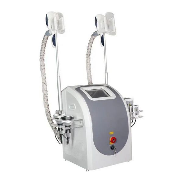 Máquina de Emagrecimento Duas Cabeças Cryo Terapia de Criolipólise Equipamento de Congelamento de Gordura Cavitação Ultrassônica Rf Slim Lipo Laser 2 Alças de Congelamento de Gordura