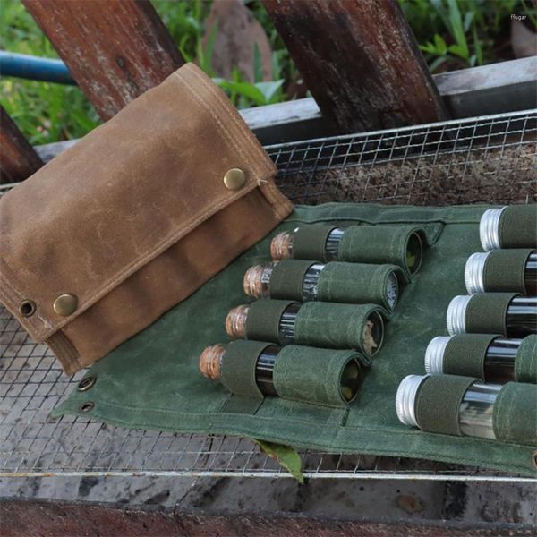 Borse portaoggetti Borsa per bottiglie per condimento all'aperto Tela pieghevole portatile Grande capacità Campeggio Escursionismo Bushcraft Picnic BBQ