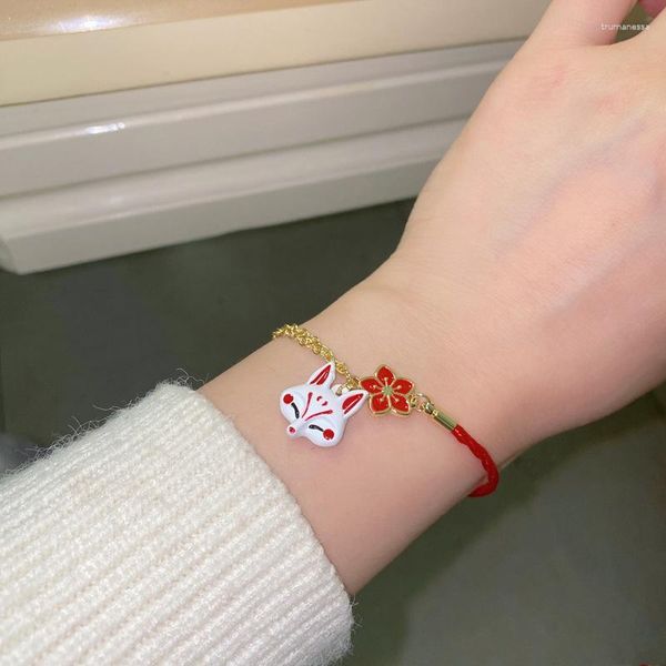 Bangle Donna Bracciale Cherry Blossom Sukara Flower Mask Bell Red Nappa Catena in lega Bracciali in pelle Braccialetti Kawaii GiftBangleBangle Ray