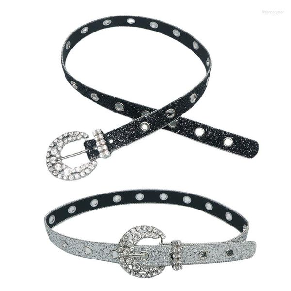 Cintos femininos Western Belt Cowgirl Bling Lantejoulas cintura cravejada D5QB