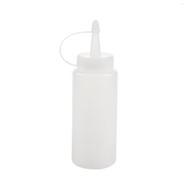 Garrafas de armazenamento Plástico Squeeze Bottle Dispensador de Condimentos Ketchup Molho de Mostarda Branco Transparente 6 Oz