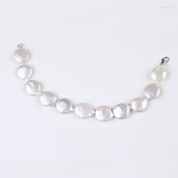 Braccialetti Link Coin Acqua dolce Bracletti perle elastico String Bangles naturale per donne Gioielli regalo