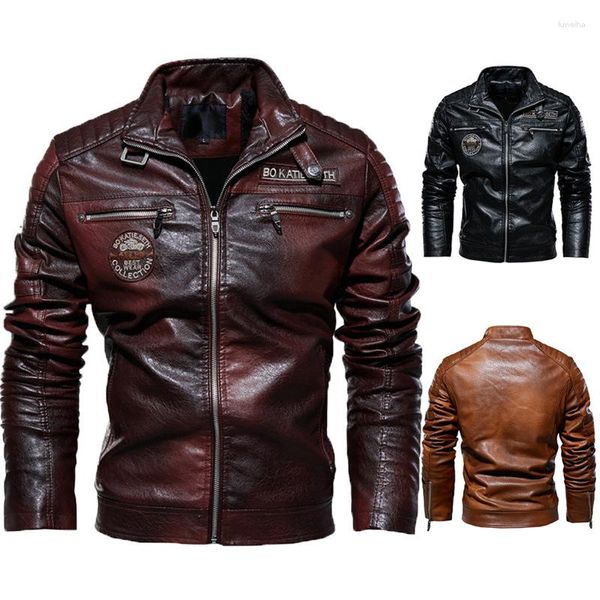 Herrenjacken Herren PU-Lederjacke Winterstil Männlicher Mantel European American Motorradbekleidung Plüsch Streetwear Herren Outwear