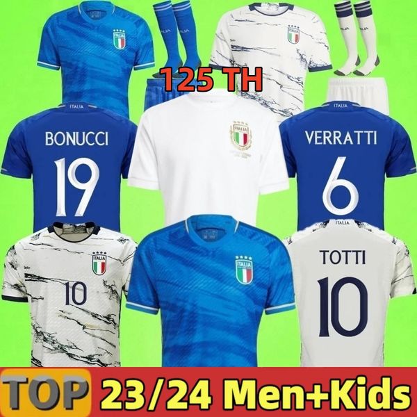 4XL 2023 Italien 125 Jahre Jubiläum Fußballtrikots Italia 23 24 maglie da calcio VERRATTI CHIESA GNONTO Fußballtrikot LORENZO PINAMONTI POLITANO 125. Uniformen