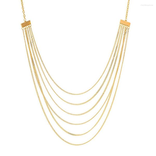 Collane con ciondolo Acciaio inossidabile 316L Elegante semplice collana a catena multistrato per le donne Ragazza Trend Gioielli girocollo non sbiaditi Regalo di nozze