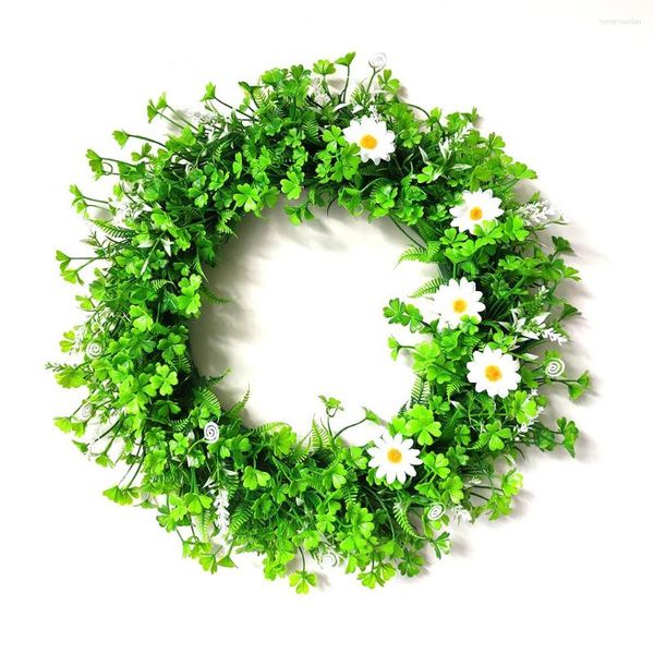 Flores decorativas Guirlandas Trevo da Sorte Pequena Margarida Guirlandas Artificiais Simulação Guirlanda Para Suprimentos para Festa de Casamento Decoração de Casa 43cm