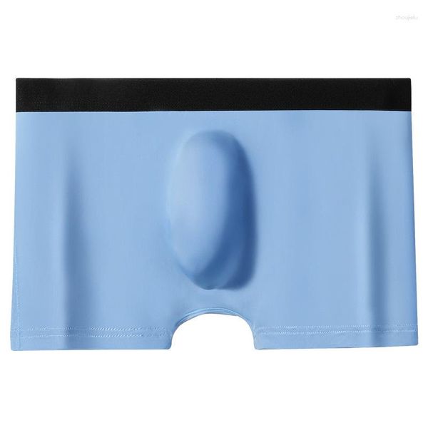 Calzoncillos de seda de hielo sin costuras para hombre, ropa interior Sexy con bolsa para pene convexa en U, calzoncillos bóxer transpirables y cómodos