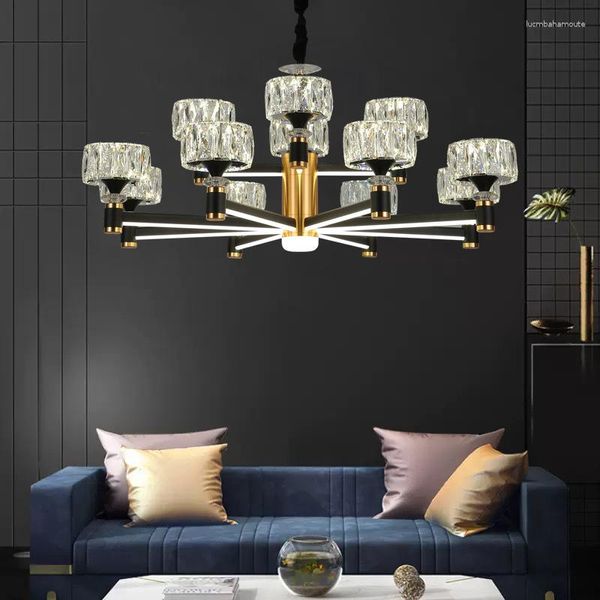 Lampadari Lampada da soggiorno moderna in cristallo luminoso americano Lusso semplice ristorante in ferro battuto Camera da letto principale LED decorativo