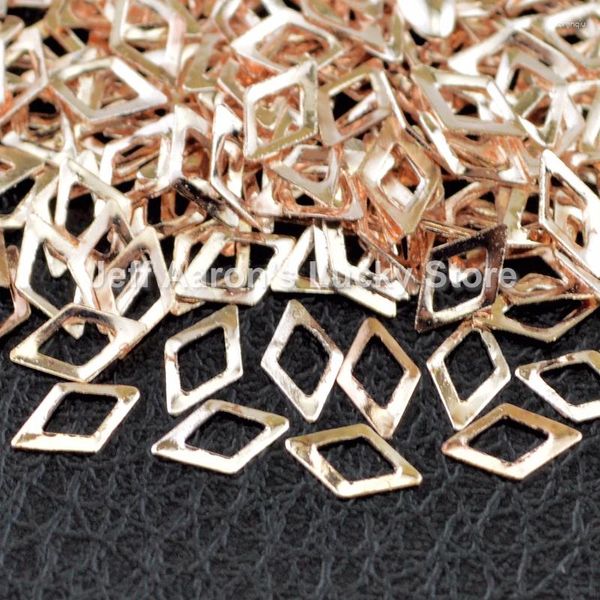 Nail Art Dekorationen 500PCS Schönheit 3D Metall Dekoration Zubehör Rose Gold Rhombus Rahmen Schleife Styling Werkzeuge