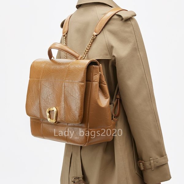 Songmont Bags Song Mochila Chocolate Series 16 polegadas Mochilas de luxo Couro de couro Niche Designer Top Layer Crossbody Tofu Purse 13 polegadas