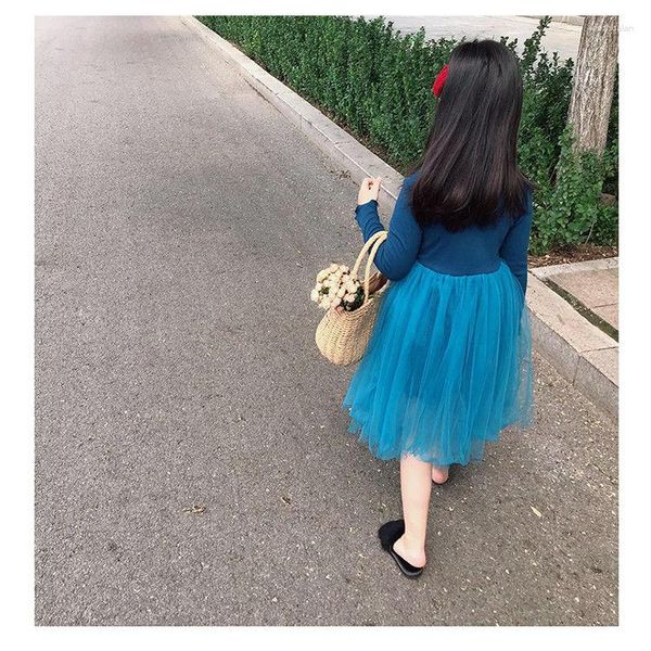 Mädchen Kleider 2023 Sommer Mode Rock Prinzessin Kinder Kleid Mädchen Blau Luxus Einfachen Stil Boutique Kleidung