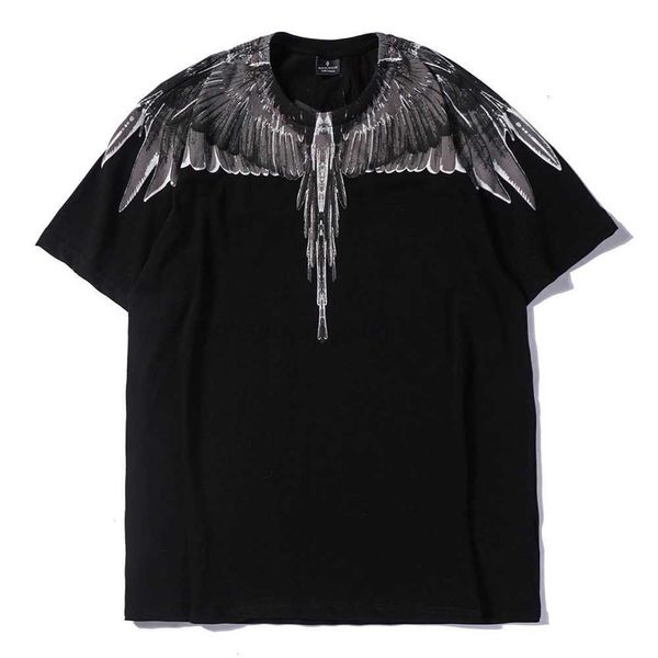 Mb Trendy Marcelo Classic Schwarz-Weiß-Yin-Yang-Wassertropfen-Flügel-Feder-Kurzarm-T-Shirt für Herren und Damenab75 14