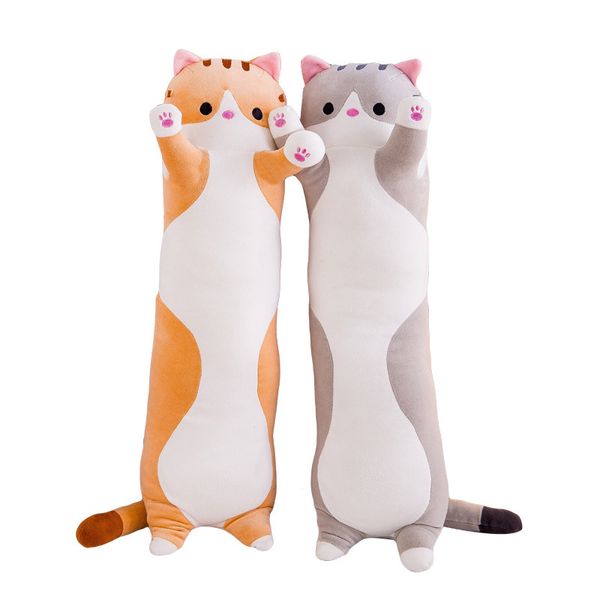 90/110/130 cm Travesseiro de gato longo e fofo e fofo, brinquedos de pelúcia para escritório, conforto para casa, decoração, boneca para presente, criança, adulto, 2147