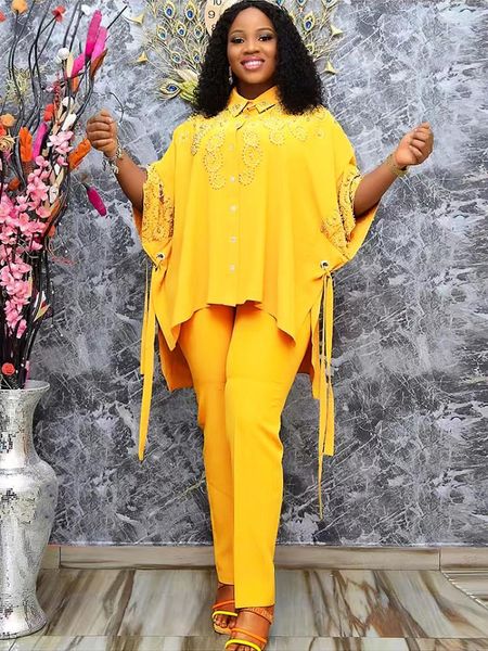 Etnik Giyim 2 Parça Setleri Yaz Kadın Giysileri Dashiki Afrika Üstler ve Pantolon Pantolon Takımlar 2023 PLUS BOYULAR İÇİN PARTI