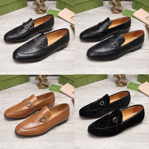 Yeni Erkekler Loafers Orijinal Deri Kahverengi Siyah Erkek Süet Günlük Tasarımcı Elbise Ayakkabı Kutusu 38-46