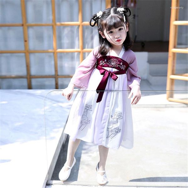 Ethnische Kleidung Hanfu Mädchen Chinesischen Stil Kinderkleidung Baby Tang-anzug Kleines Kostüm Süßes Und Schönes Lila Abendkleid 2023