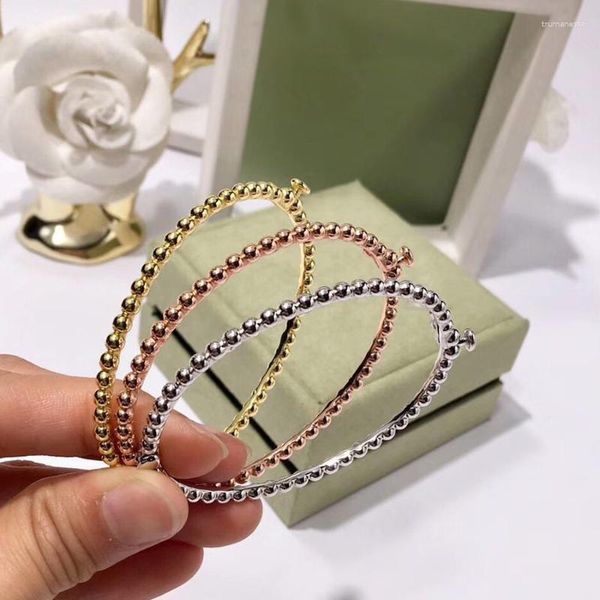 Bangle 2023 Fashion Classic Rose Gold Silver Color Polishing Beads Bracciale per donna Party Designer Jewelry Raym22