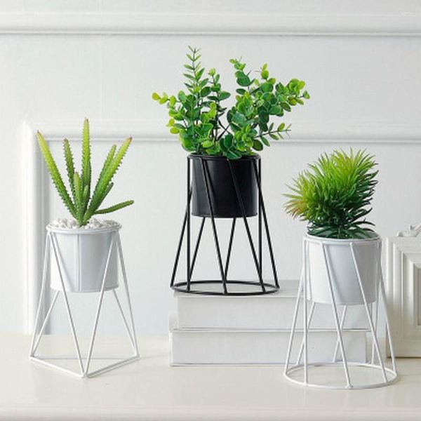 Plantadores Vaso de planta de ferro Suporte para plantador Jardim Varanda Decoração Vaso de flores de metal Prateleira