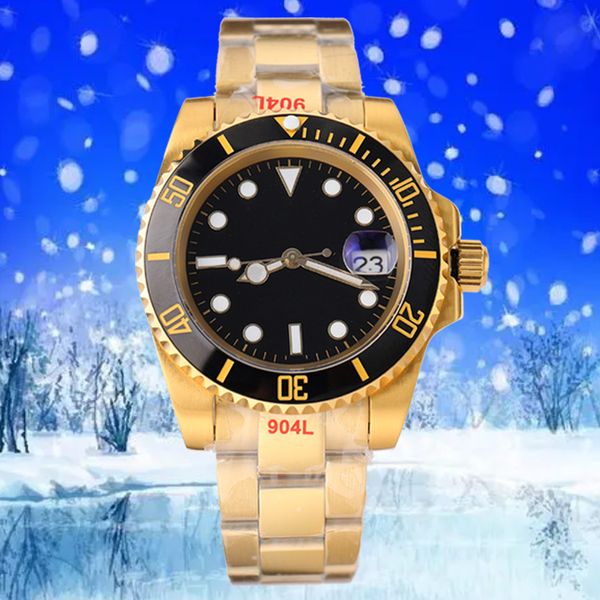 Relógios masculinos de bloqueio de luxo Ceramic Bezel Sapphiremechanical submarino relógios 904L aço mergulho relógios de pulso safira luminoso rlx Relógios presente de Natal dhgate