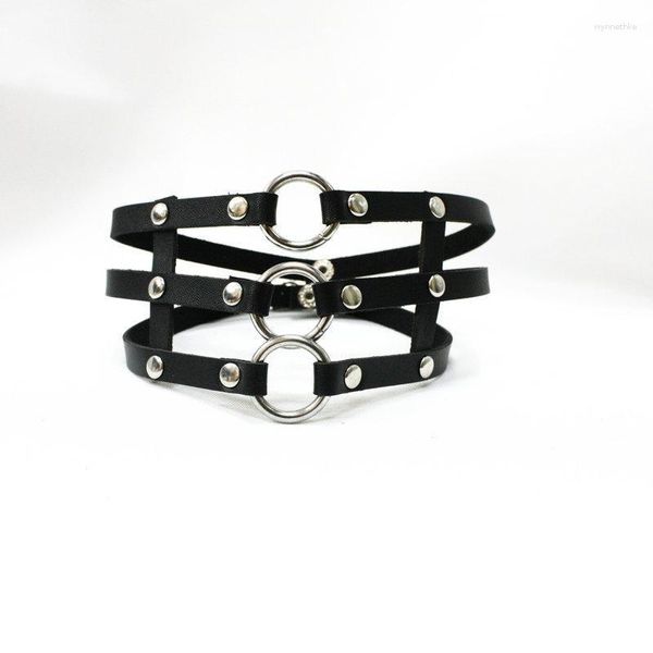 Girocollo Usexy Donna Goth Collare in pelle Collo a strati O-ring Sexy Party Harajuku Punk Rivet Strap Chocker Bondage Accessori Girocolli