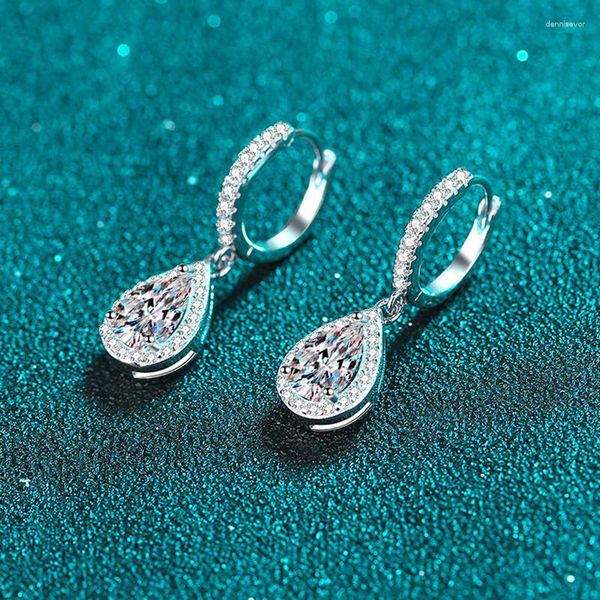 Orecchini pendenti Smyoue oro bianco 1ct taglio a pera orecchino a goccia Moissanite per le donne diamante scintillante gioielli di qualità di lusso S925 Sterling