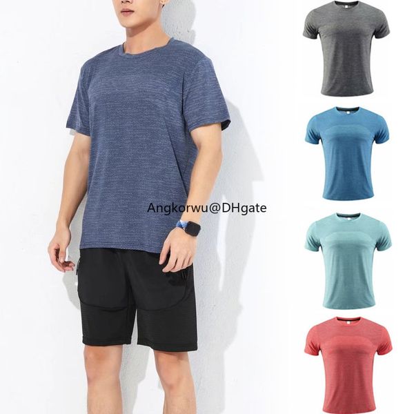 Lu High Elastic Ice Sport Fort Mens's Quick Dry Dry Run Fitness Fitness Nailon Breathable Thin Summer 4xl очень большой топ с коротким рукавом