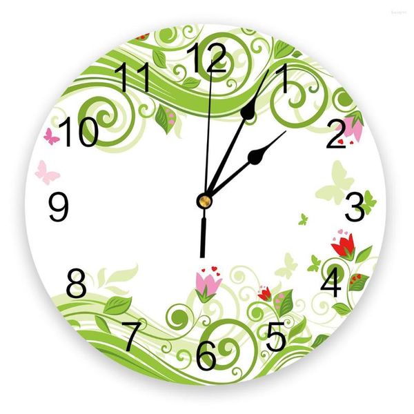 Orologi da parete Fiori colorati Farfalla Orologio Home Decor Camera da letto Silenzioso Digitale per camerette