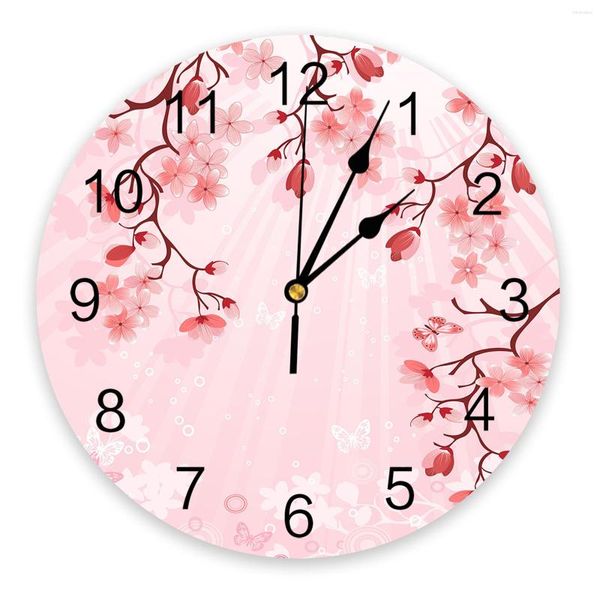 Orologi da parete Farfalla Fiore Ramo Petalo Rosa Orologio Design moderno Soggiorno Decorazione Cucina Silenzioso Home Decor