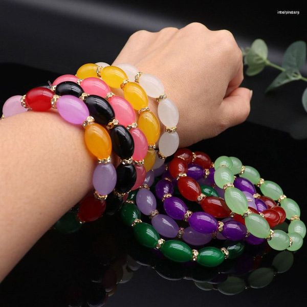 Strand Candy Color Fashion Crystal Bracelet Women Diamond Retro Anti-corn Oval Beads Jewelry Exhibition Party Event Friends Gifts
