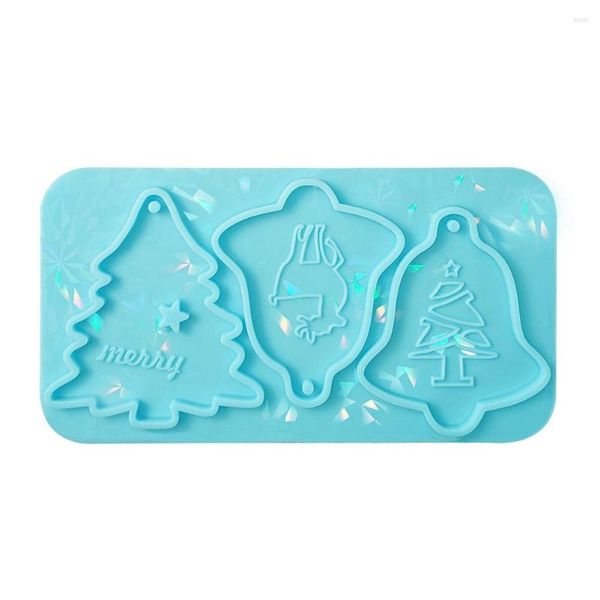 Utensílios para assar ferramentas diy cristal resina epóxi molde holográfico lista de natal silicone pingente A