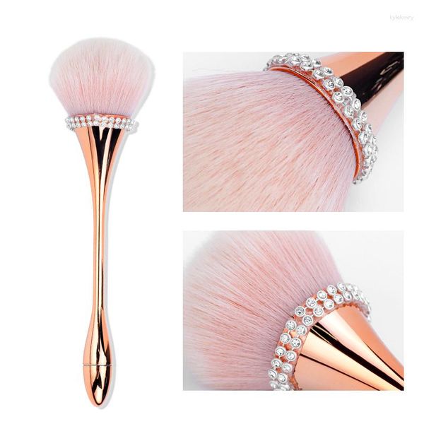 Pincéis de maquiagem Cabelos macios Manicure Pincel de pó para limpeza de unhas Cintura pequena Cabo longo Base para blush multifuncional