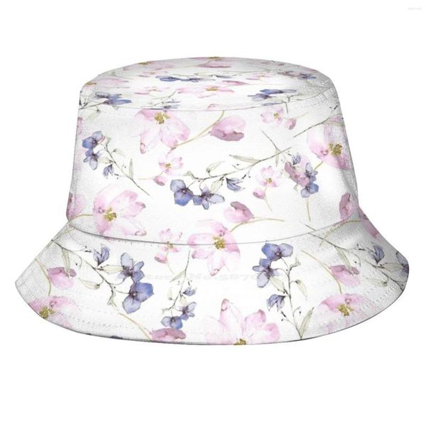 Berretti Acquerello Fiori Stampa Cappelli a secchiello Cappellino da sole Natura Piante Giardino Campo Motivo Rosa Viola Estate floreale