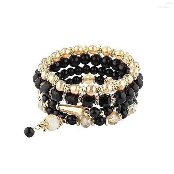 Pulseira brinco de ouro com tachas empilháveis, pulseiras femininas, masculinas, elásticas, multicamadas, conjunto, joias multicoloridas, relógios masculinos jovens