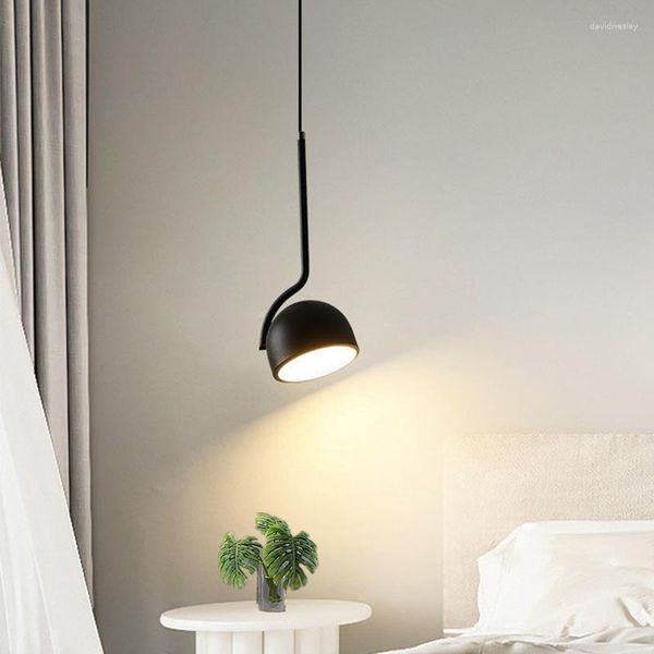 Pendelleuchten Einfache kleine Lampe Modernes Schwarz-Weiß-Metall-LED-Licht Wohnzimmer Schlafzimmer Nachttisch Dekorieren Hängendes Droplight