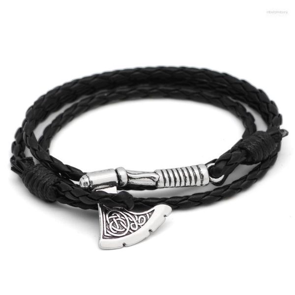 Bangle Viking Axe Charms Collana Corda intrecciata Catena per uomo Ragazzi Braccialetti Gioielli Melv22