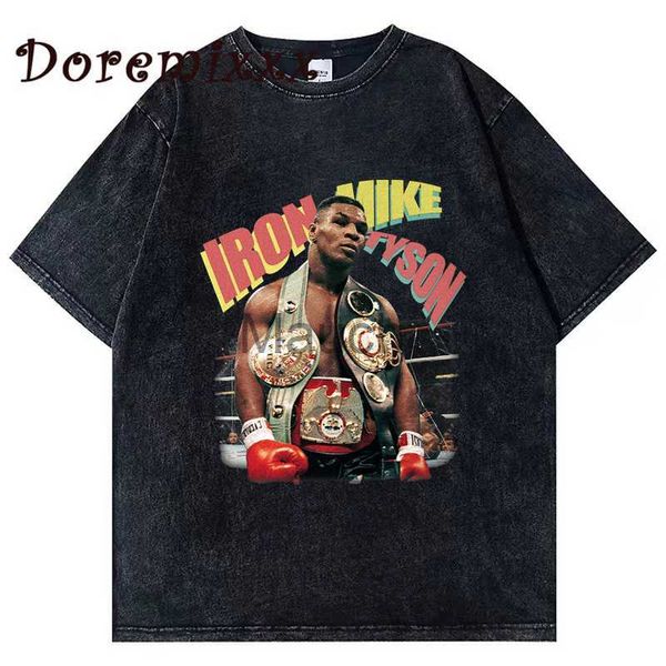 Camisetas masculinas Mike Tyson Tshirt Men Graphic Printed Tshirt Vintage Cloes 90s Retro Washed T Shirt Streetwear Women Oversized T Shirts J230625