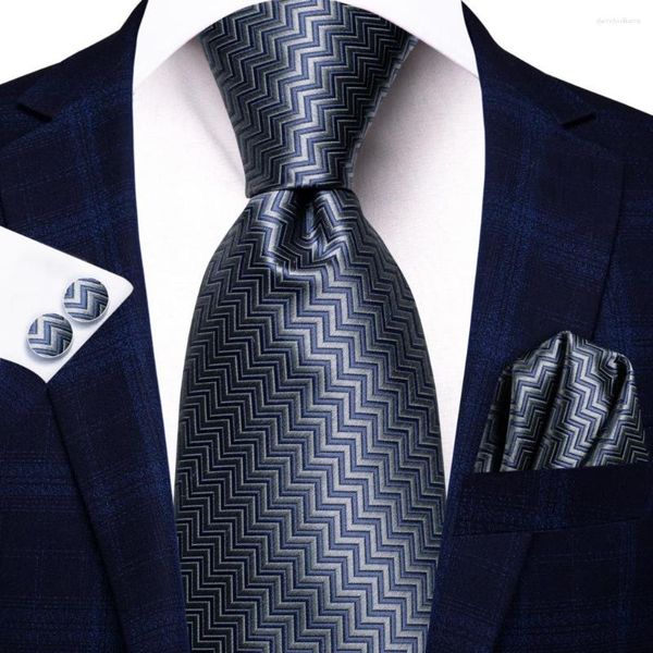 Gravatas borboleta cinza onda sólida 2023 marca de moda gravata para homens conjunto de gravatas para festa de casamento abotoaduras à mão para presente por atacado designer de gravatas
