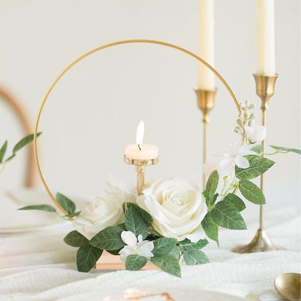 Декоративные цветы золото металлический цветочный обруч свадебный венок гирлянда деревенские свадьбы свадебной душ.