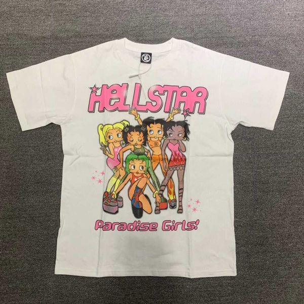 homens e mulheres Versão correta do Hellstar Paradise Girls Tee Europeia e americana tendência de rua masculina e camiseta feminina de manga curta