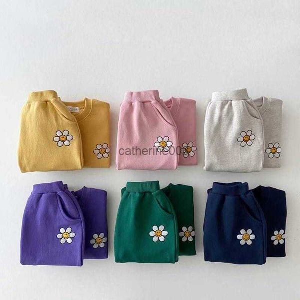 MILANCEL комплект детской одежды с цветочной вышивкой для маленьких девочек, костюм с капюшоном, комплект одежды для мальчиков, спортивная одежда для малышей L230625