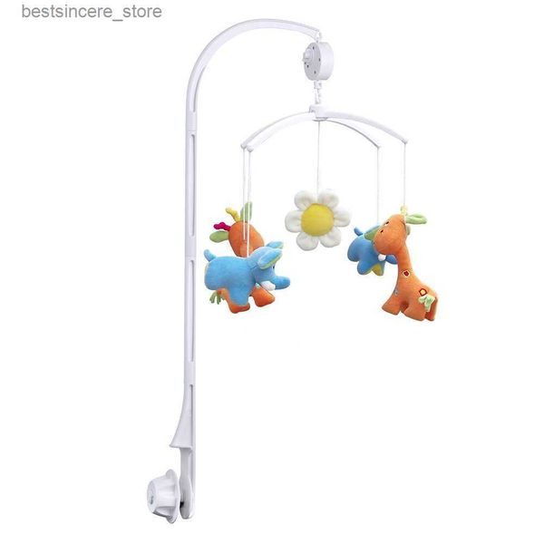 Novo presente para brinquedos de bebê branco cama carrossel conjunto de suporte de berço para bebê cama móvel sino suporte de brinquedo suporte de braço caixa de música de corda L230522