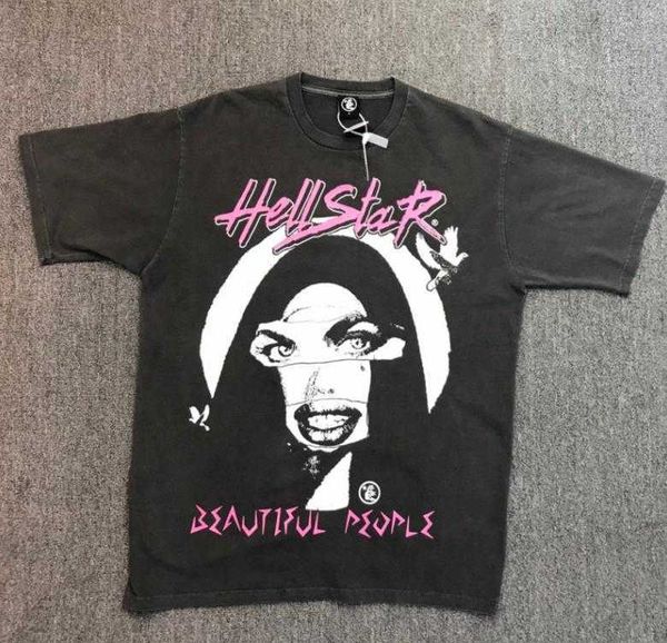 Männer und Frauen Hellstar Beautiful People Tour Tee Crack Wash Old Hip Hop Kurzarm T-Shirt Trendy