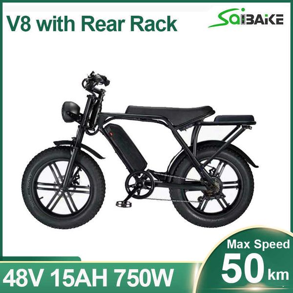 Bicicletta elettrica 750W 48V 15AH E-Bike con sedile posteriore Velocità massima 50KM Dirt Bike elettrica Spedizione gratuita