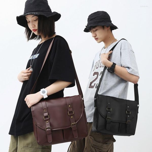 Портфели модный корейский стиль Unsex pu для плеча мешков большого размера многократные карманы normcore messengerbags sacoche ordinateur