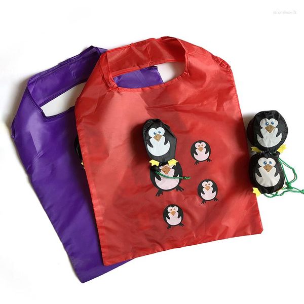 Depolama Çantaları Karikatür Yeniden Kullanılabilir Alışveriş Çantası Sevimli Hayvan Katlanır Polyester Çizme Çantası Çevre Dostu Tote Sunrimler Organizatör